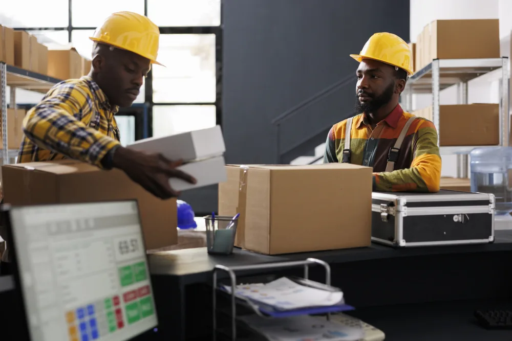 Warehouse team preparing packages for customers